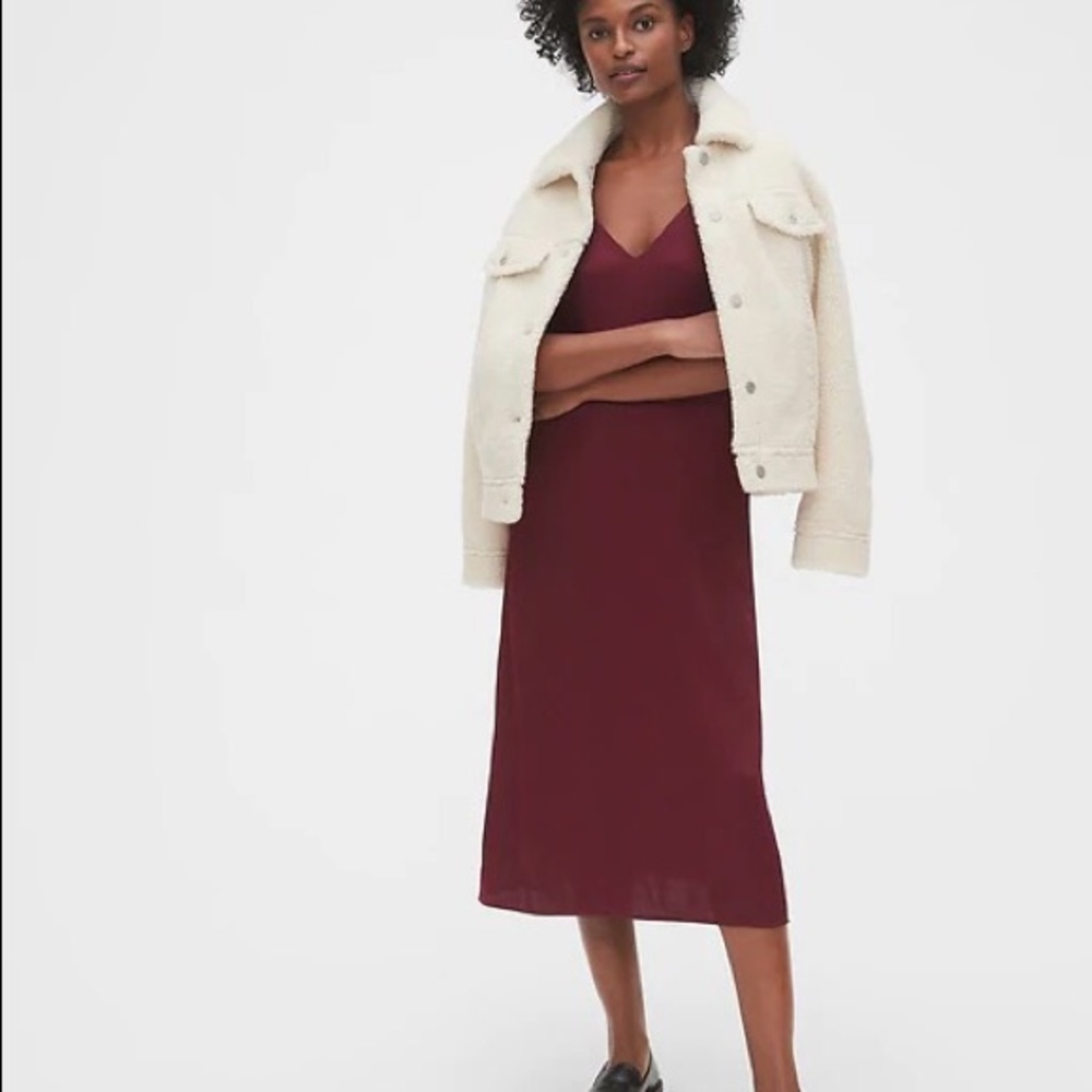 GAP Satin Slip Cami Dress - Burgundy